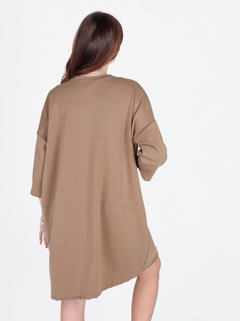 Vestito donna in felpa oversize - marrone