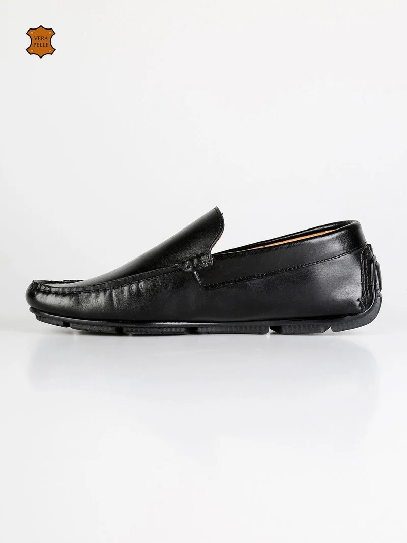 Mocassini neri in pelle - nero