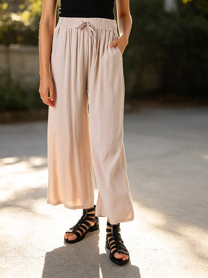 Pantaloni donna estivi in cotone - beige