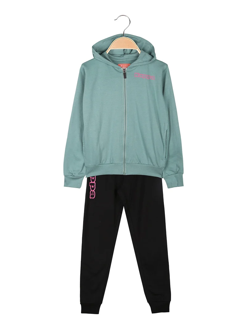 Completo tuta da ragazza 2 pezzi con cappuccio e zip - acqua marina