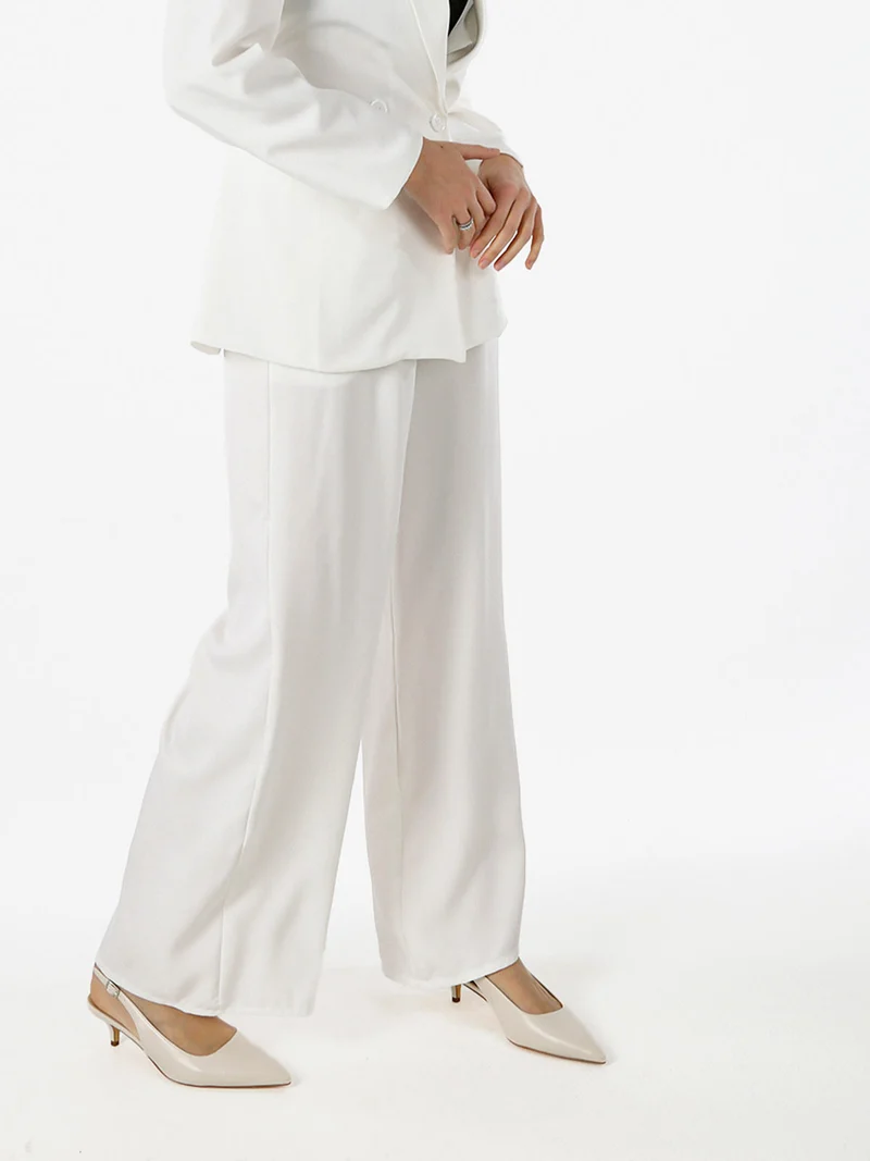 Pantaloni da donna a gamba larga e dritta - bianco