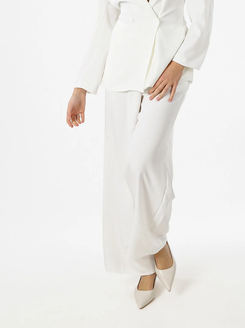 Pantaloni da donna a gamba larga e dritta - bianco