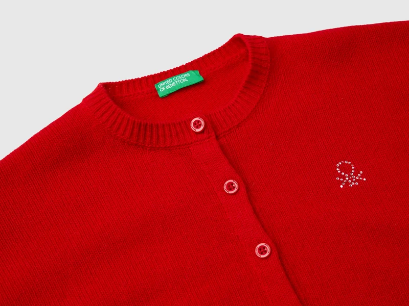 Cardigan mit Rundhalsausschnitt und Strasslogo