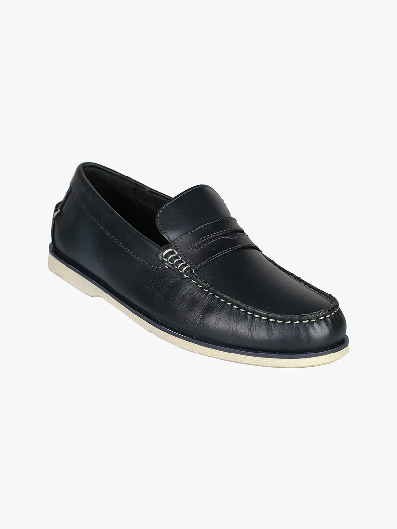 Mocassini in pelle da uomo - blu scuro