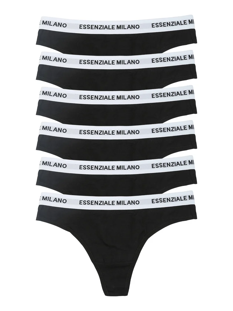 Confezione da 6 perizoma da donna in cotone - nero