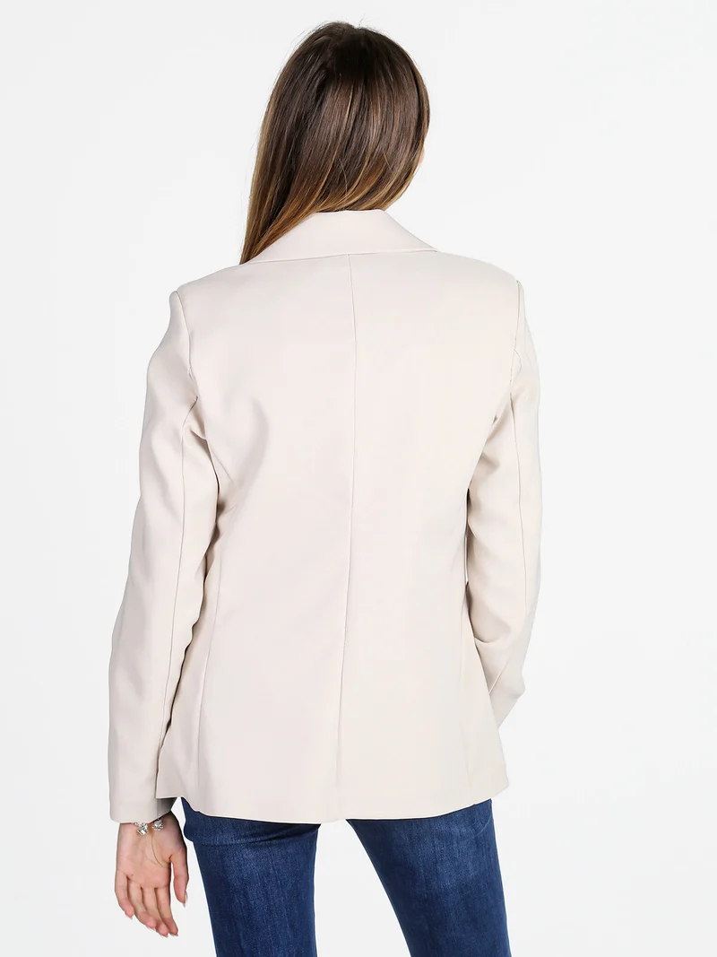 Blazer donna mono bottone con spalline imbottite - panna