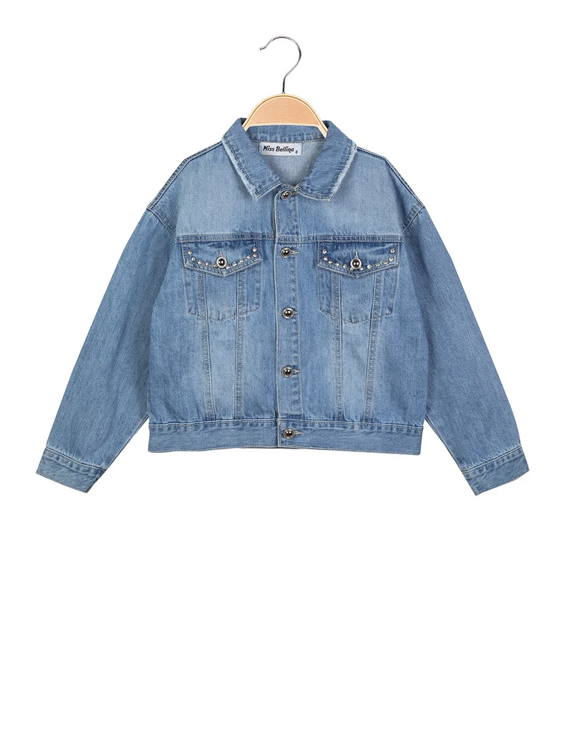 Giacca in jeans da bambina con strass - jeans