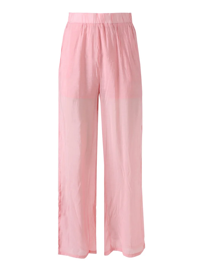 Pantaloni donna leggeri a gamba larga - rosa