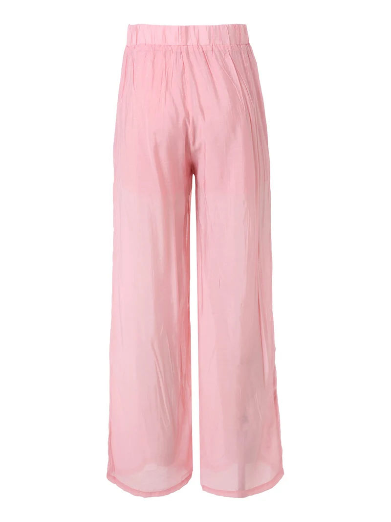Pantaloni donna leggeri a gamba larga - rosa