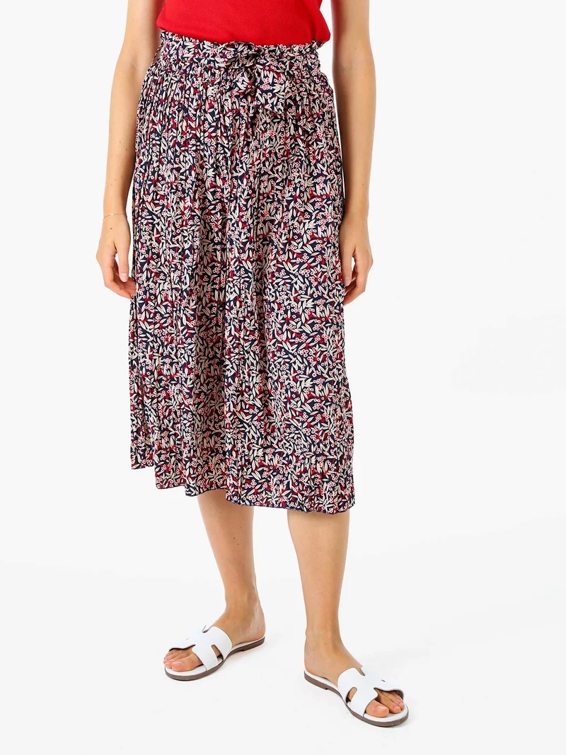 Pantaloni donna culotte con stampa floreale - blu scuro
