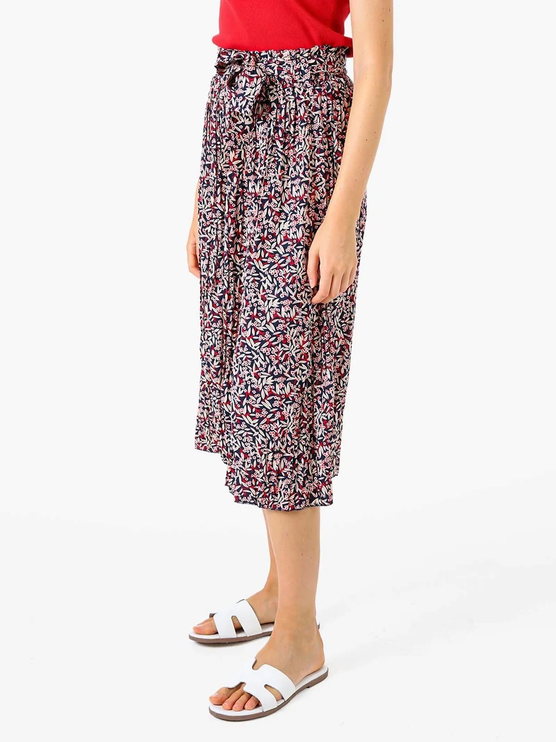 Pantaloni donna culotte con stampa floreale - blu scuro