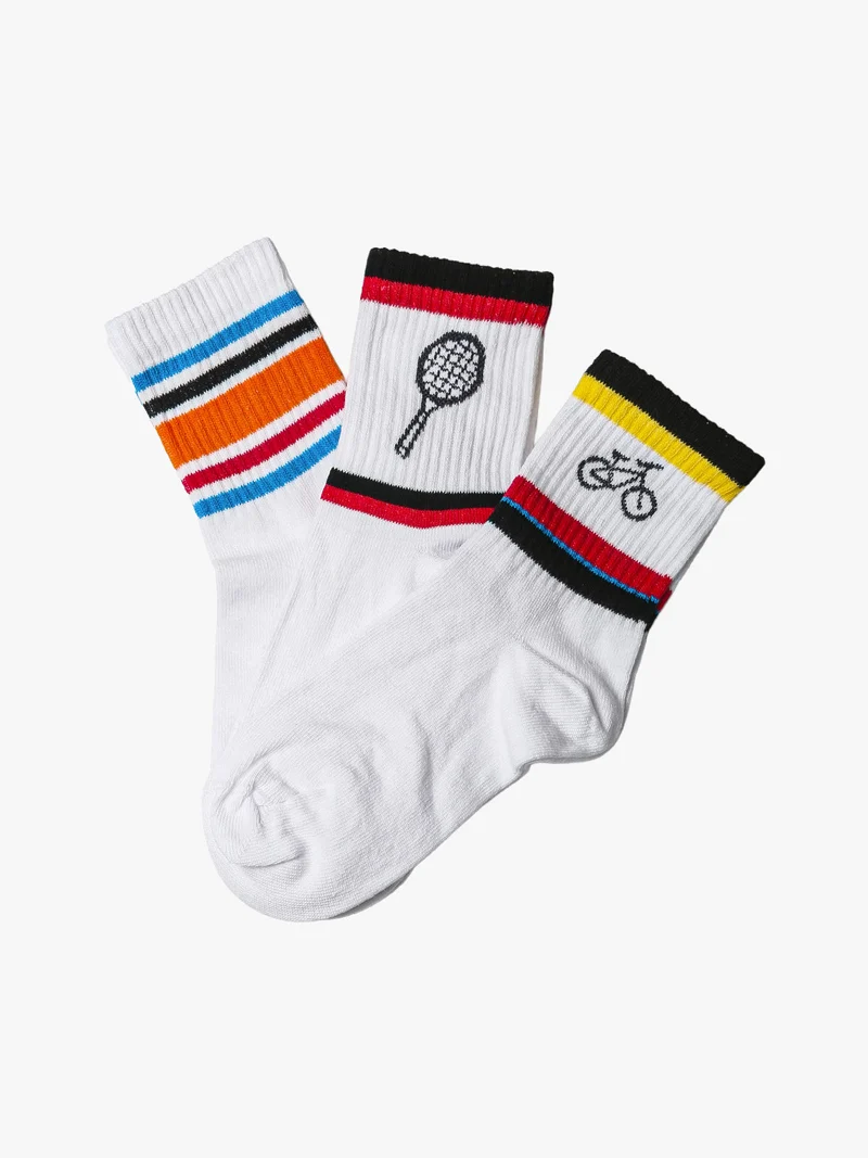 Confezione da 3 paia di calze tennis da bambino - multicolore