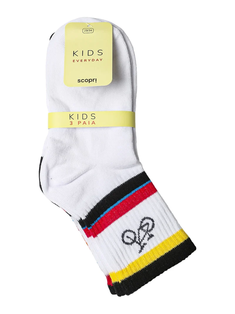 Confezione da 3 paia di calze tennis da bambino - multicolore