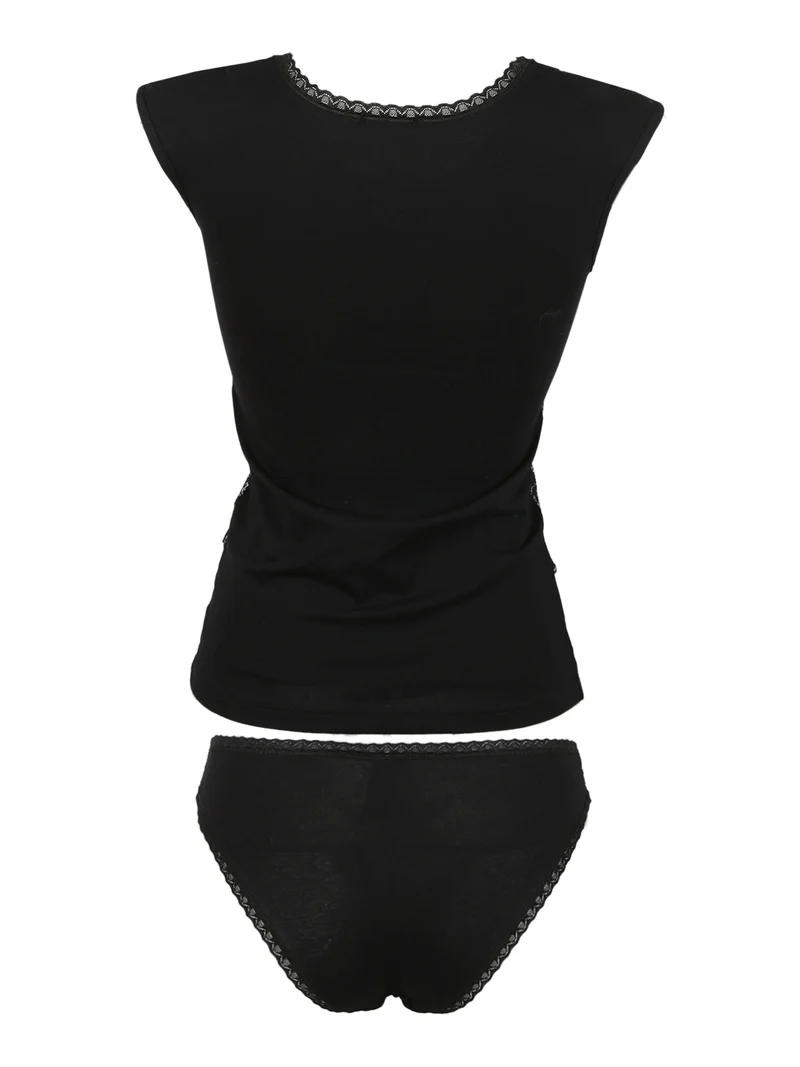 Coordinato intimo donna nero con pizzo - nero