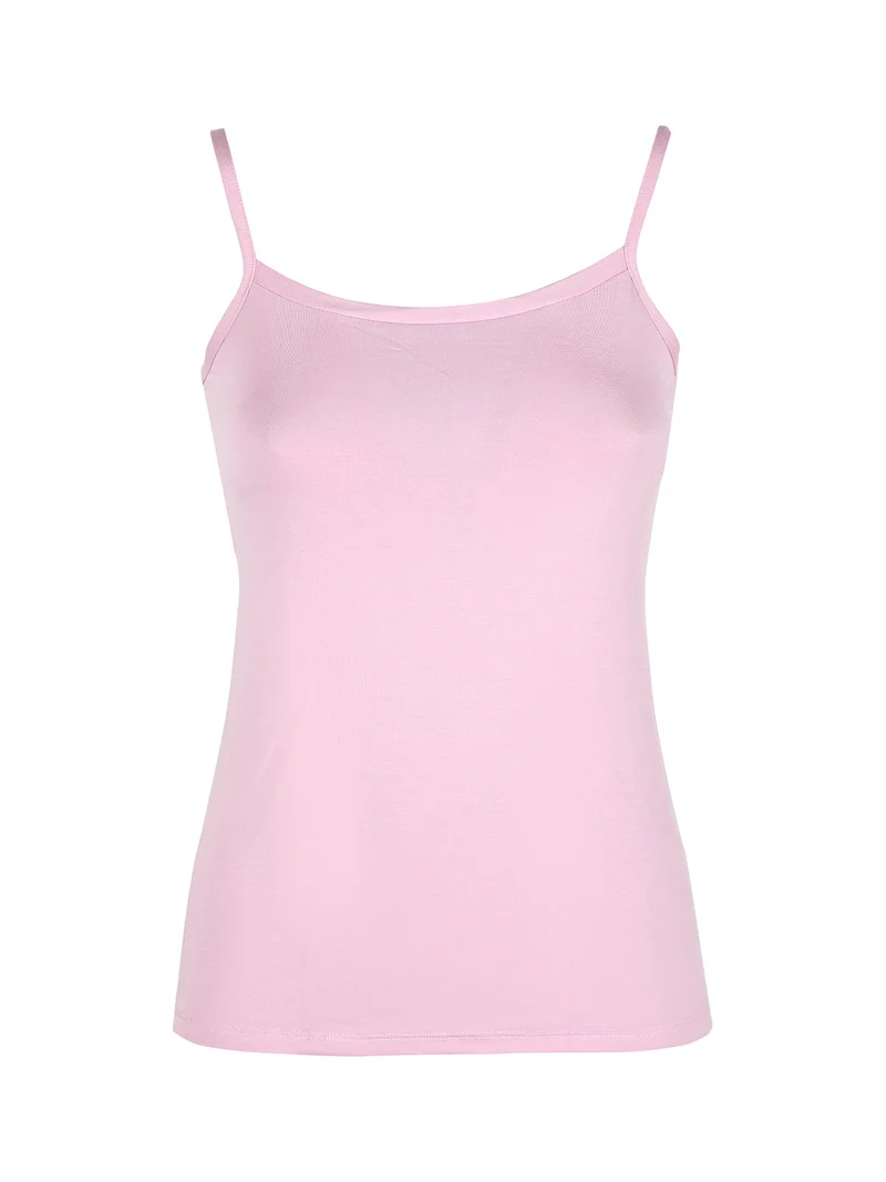 P0717M Top donna in bamboo con spalline sottili - rosa