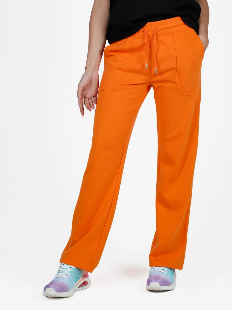 Pantaloni tuta da donna a gamba larga - arancione