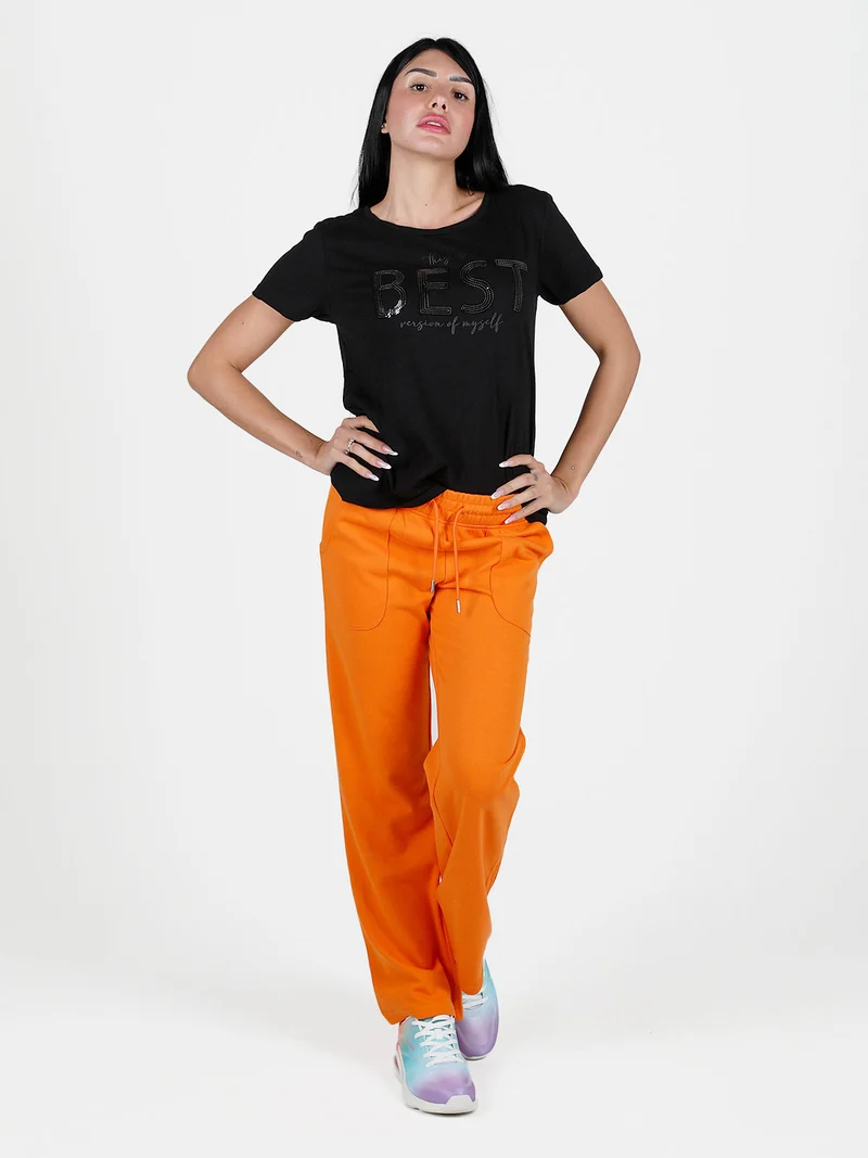 Pantaloni tuta da donna a gamba larga - arancione