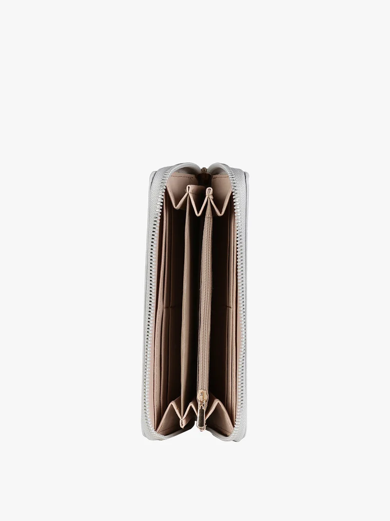 Portafoglio donna rettangolare con cerniera - grigio