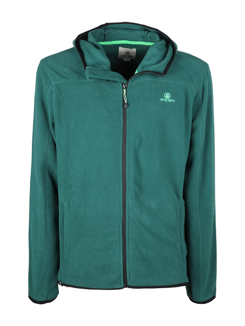 Felpa in pile da uomo con cappuccio e zip - verde