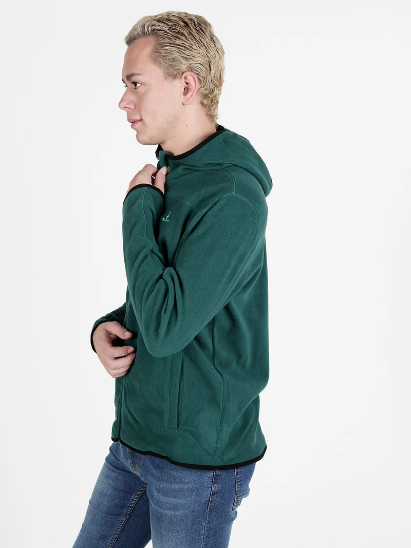 Felpa in pile da uomo con cappuccio e zip - verde