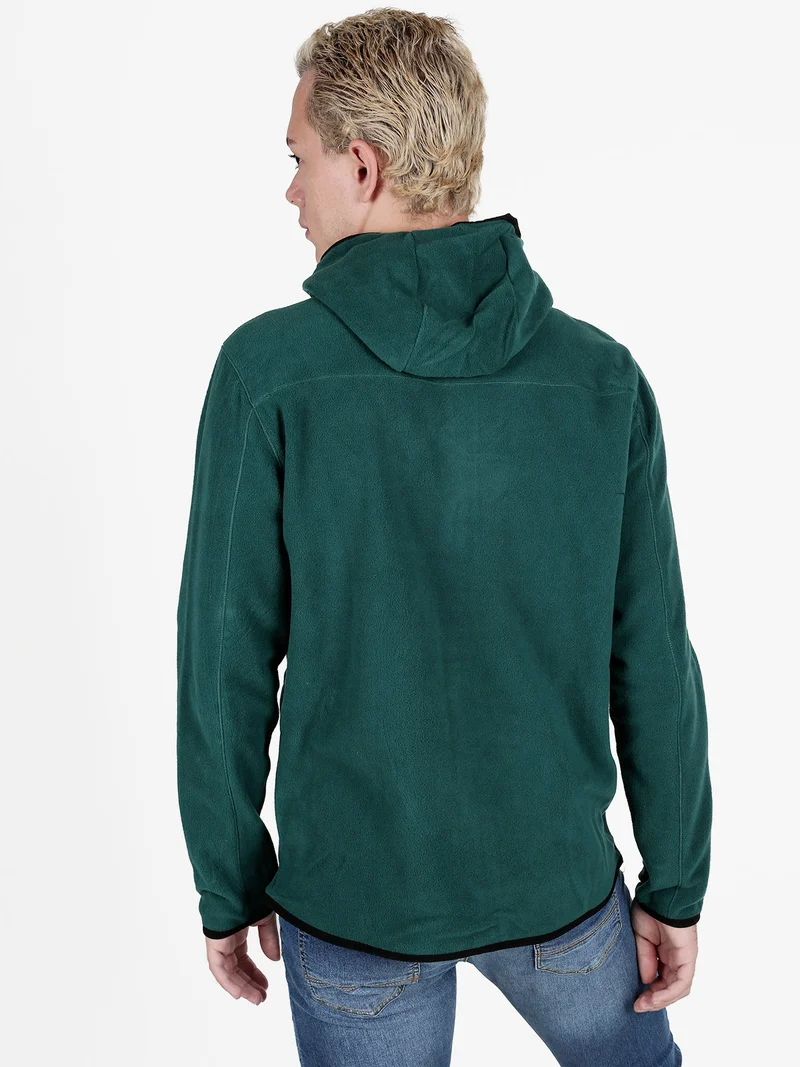 Felpa in pile da uomo con cappuccio e zip - verde