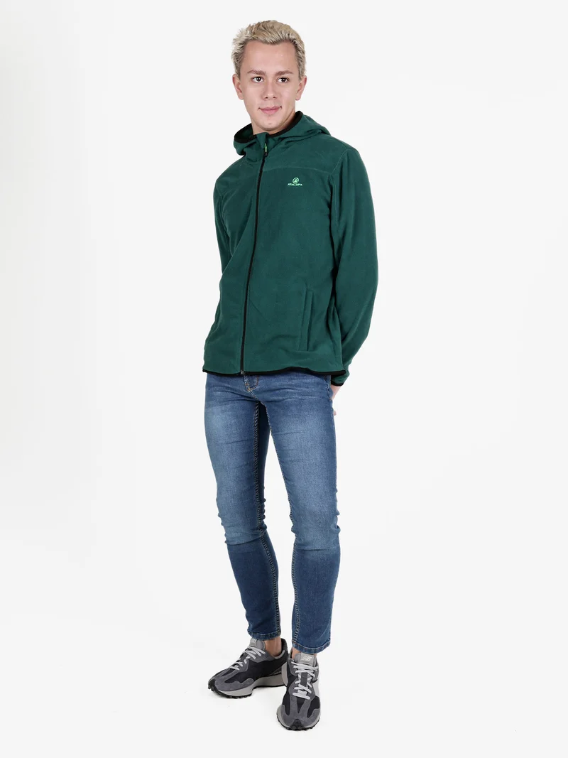 Felpa in pile da uomo con cappuccio e zip - verde