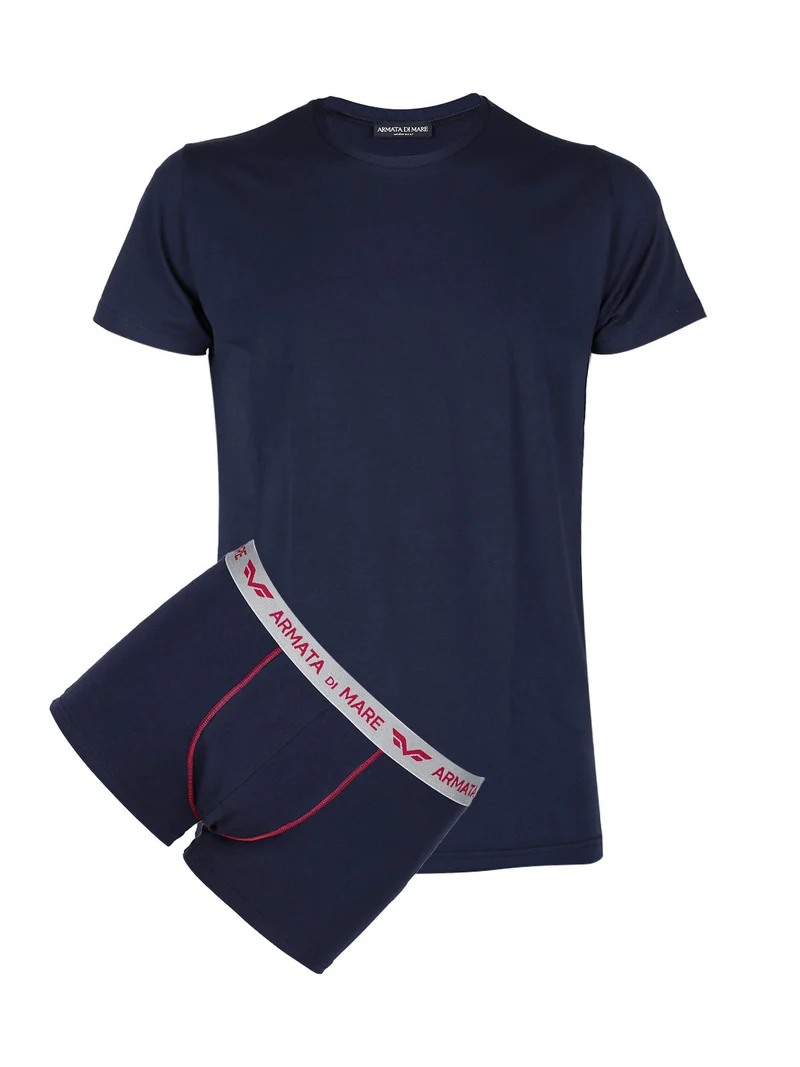Coordinato intimo uomo t-shirt + boxer - blu scuro
