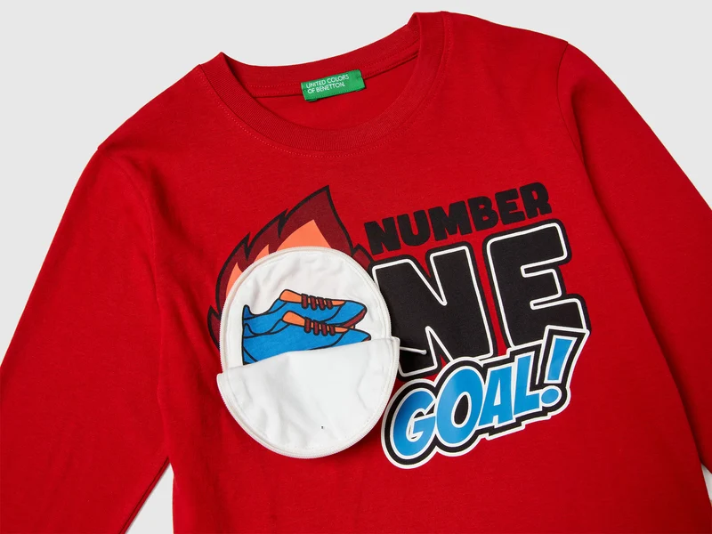 T-Shirt mit Print und Applikation