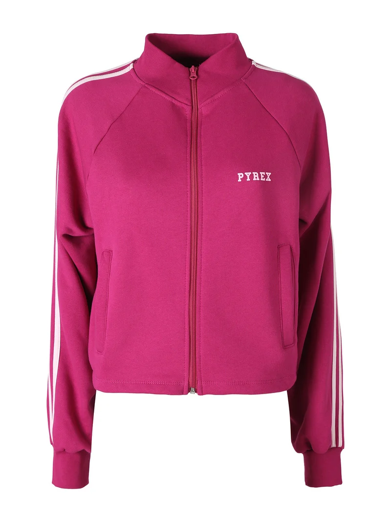 Felpa sportiva da donna full zip a collo alto - fucsia