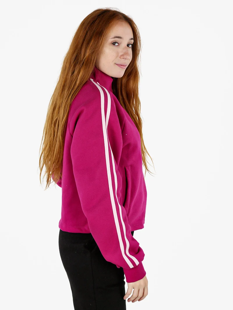 Felpa sportiva da donna full zip a collo alto - fucsia