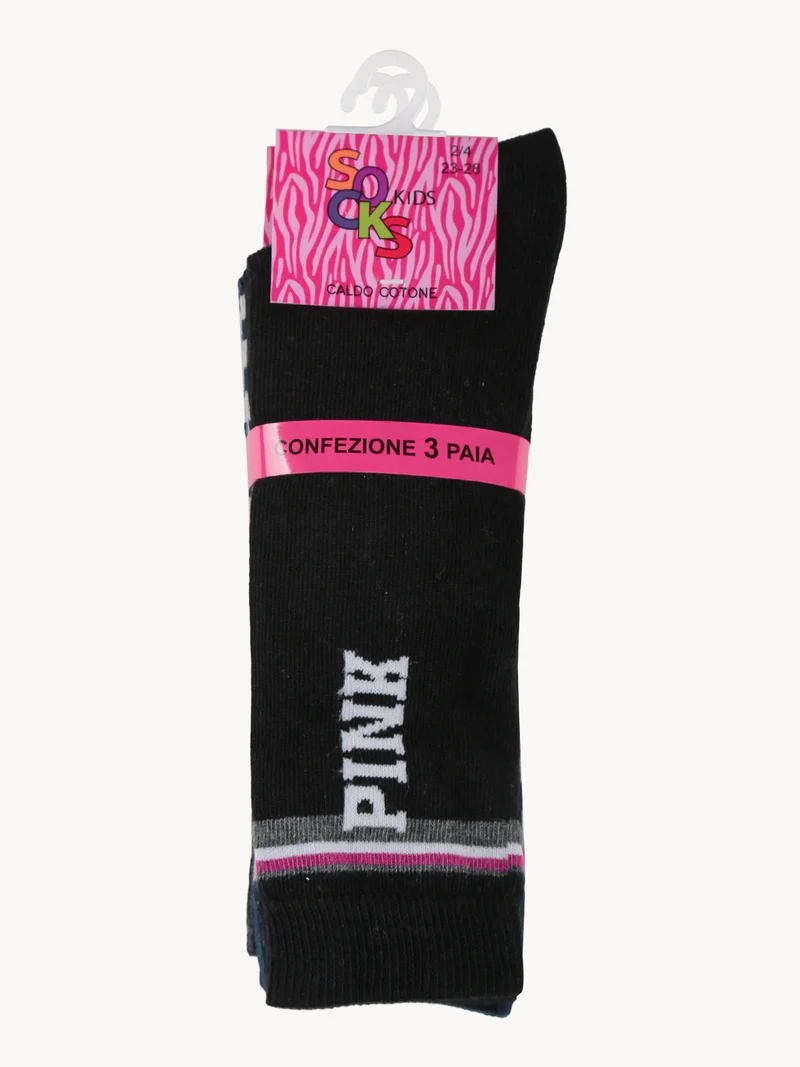 Calze lunghe da bambina confezione da 3 paia - grigio