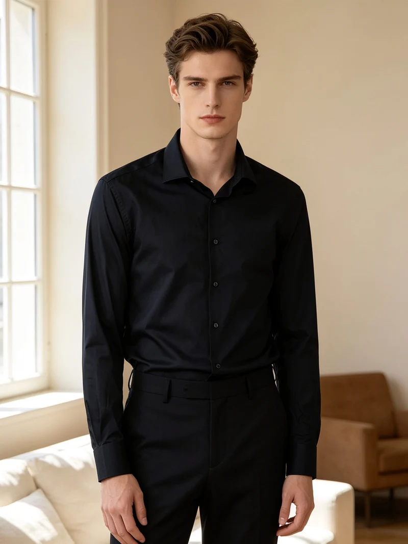Camicia da uomo regular fit - blu scuro