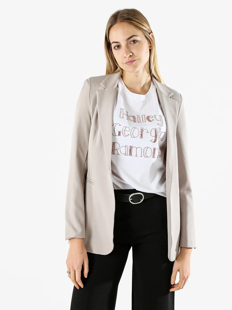 Blazer donna con bottone - fango