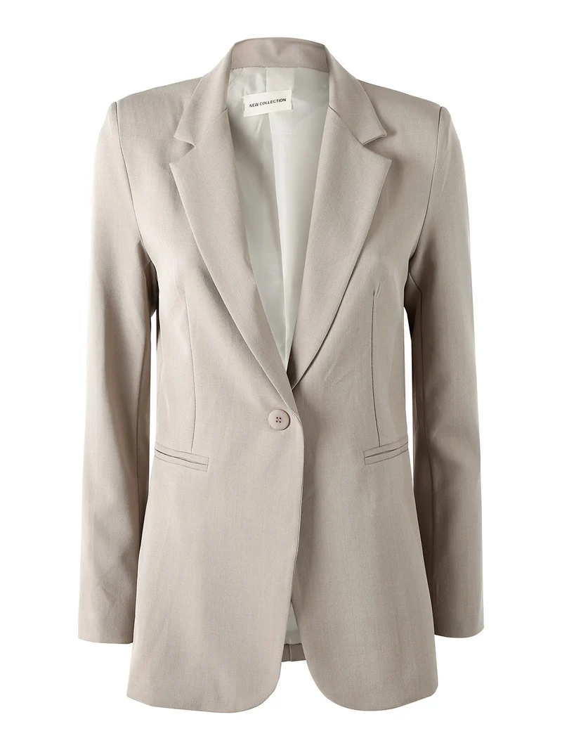 Blazer donna con bottone - fango