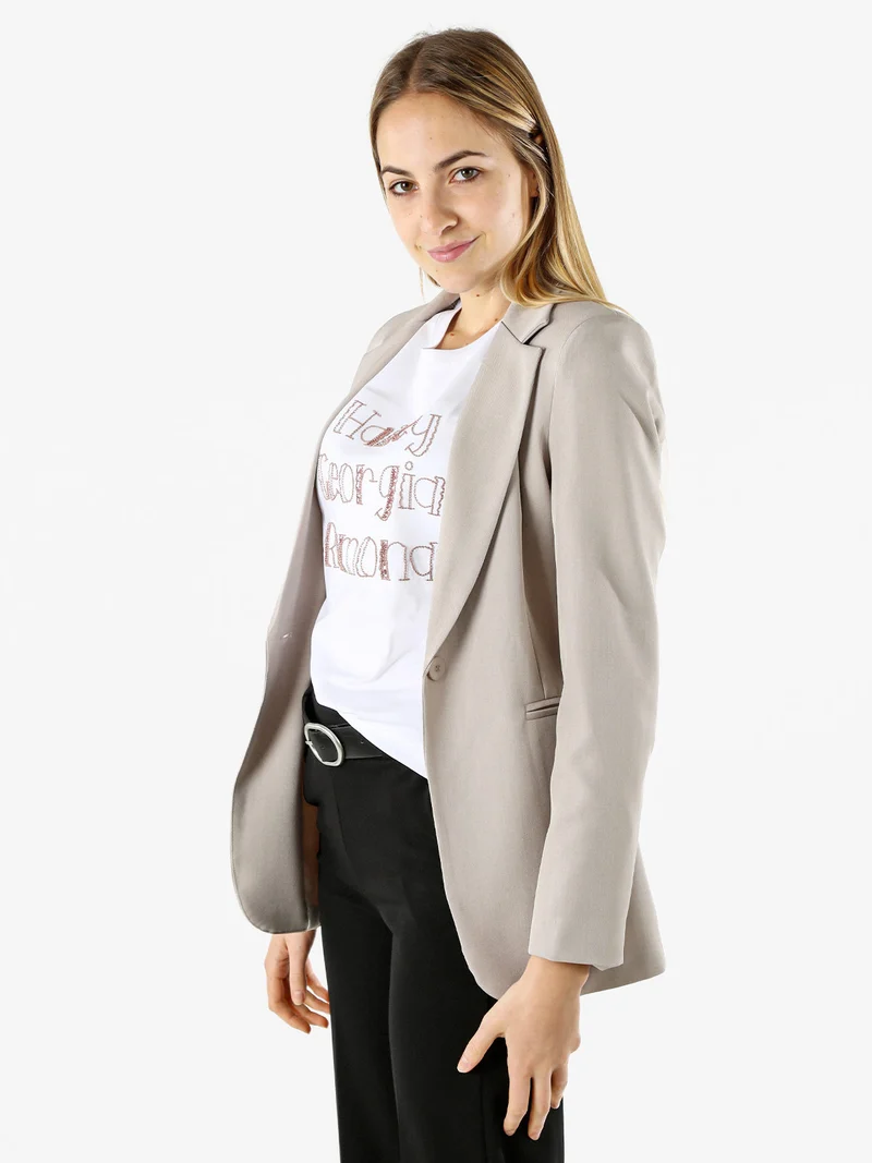 Blazer donna con bottone - fango
