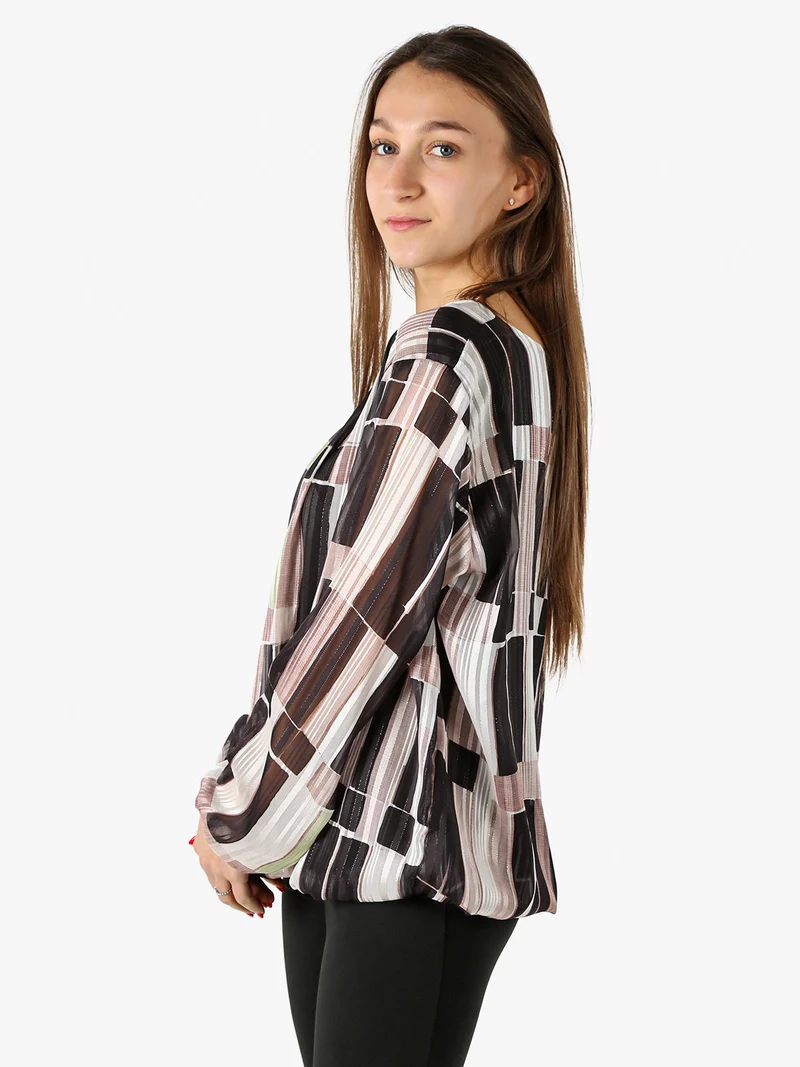 Blusa donna maniche lunghe con strass - nero