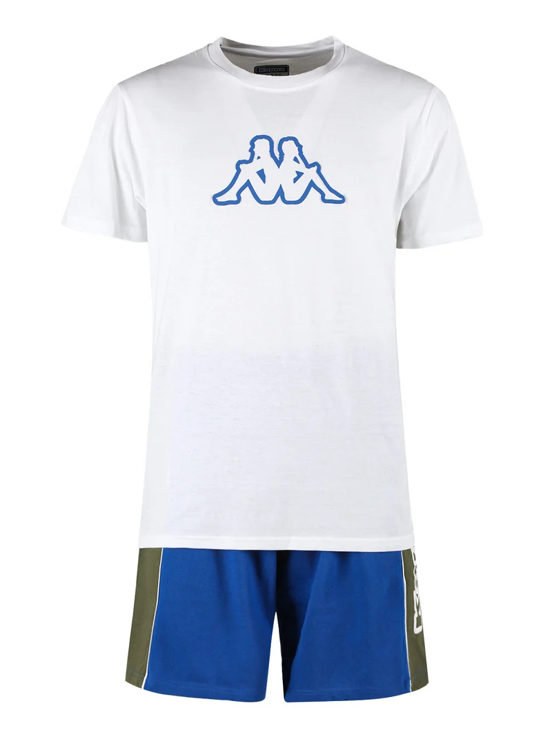 Set corto da uomo in cotone con t-shirt e bermuda in felpa - blu