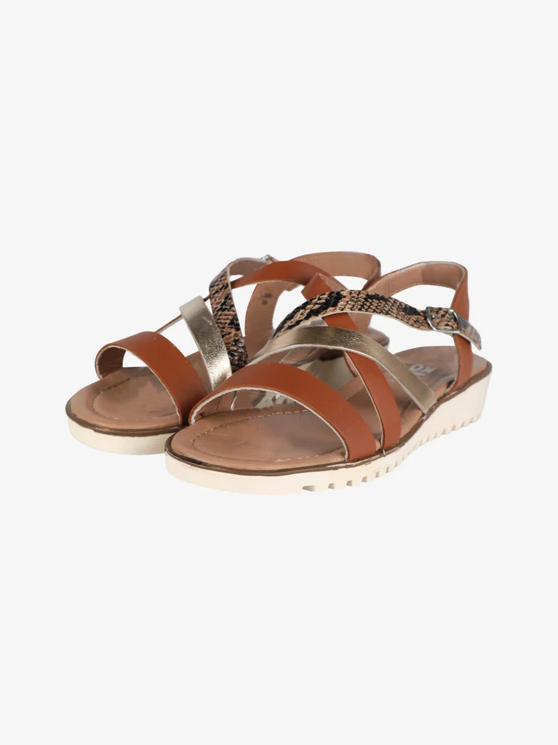 Sandali in pelle intrecciati donna - marrone