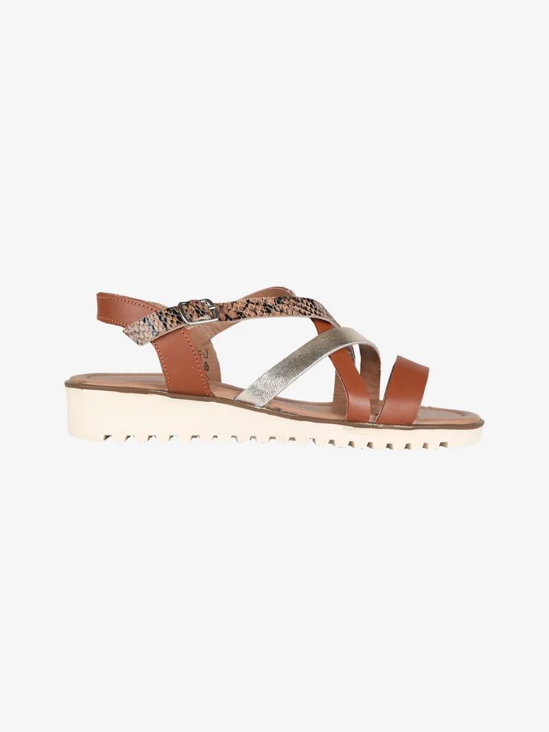 Sandali in pelle intrecciati donna - marrone