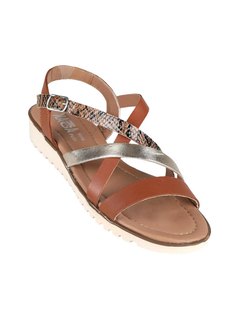 Sandali in pelle intrecciati donna - marrone