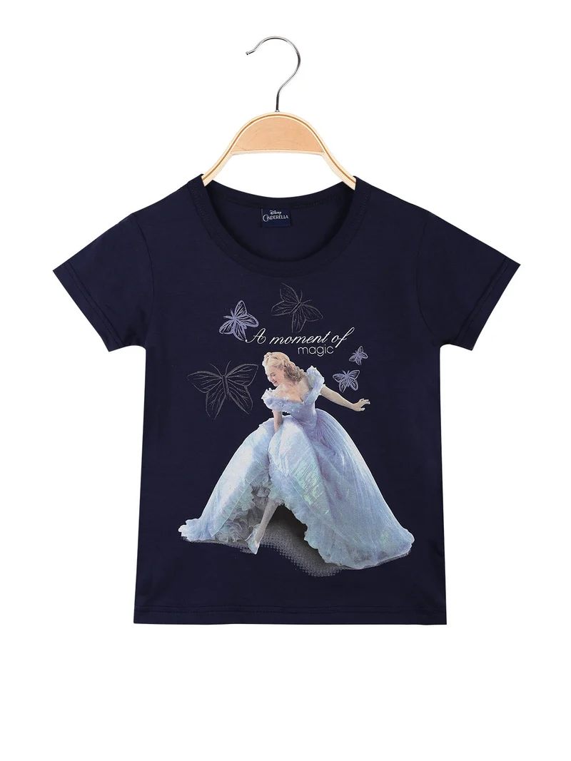 Cinderella t-shirt bambina con stampa disegno - blu scuro