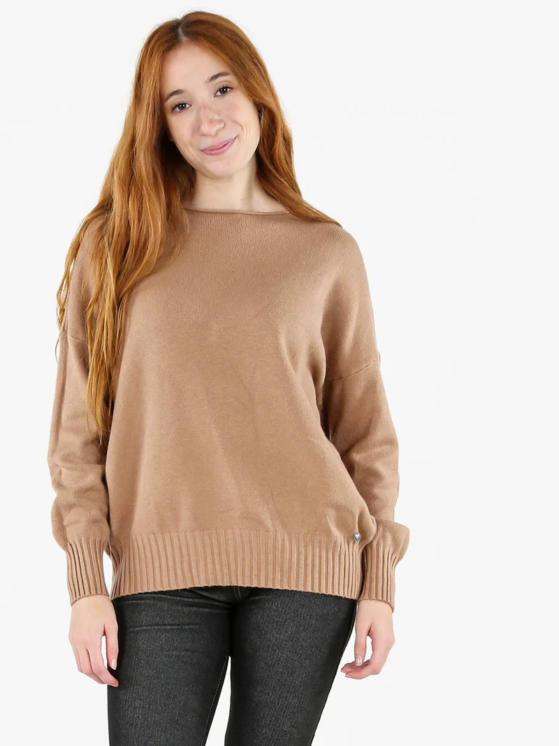 Pullover donna oversize in maglia - cammello
