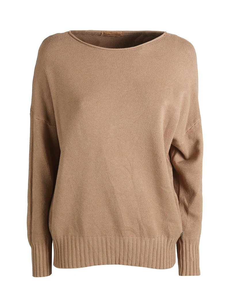 Pullover donna oversize in maglia - cammello