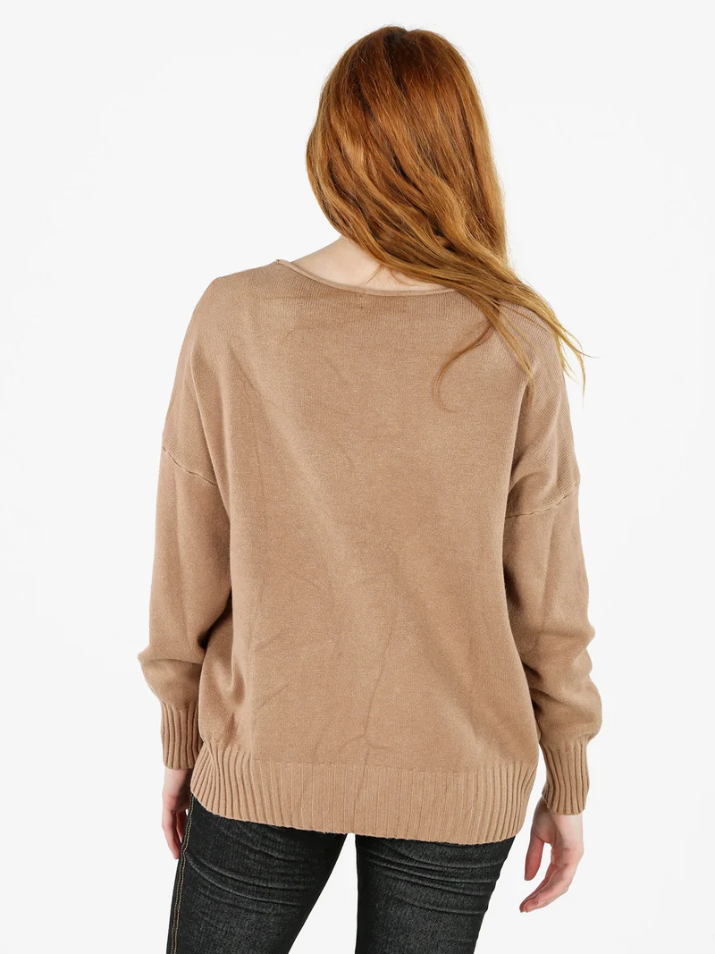 Pullover donna oversize in maglia - cammello