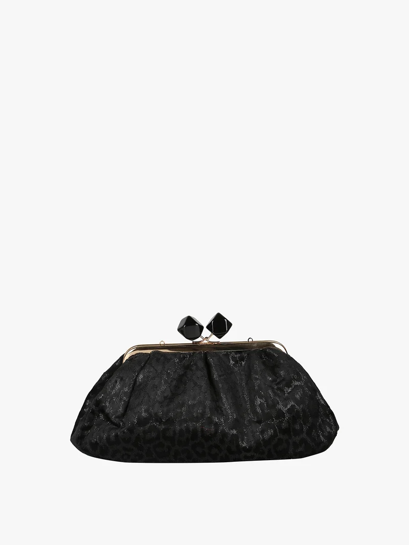 Borsa clutch da donna animalier - nero