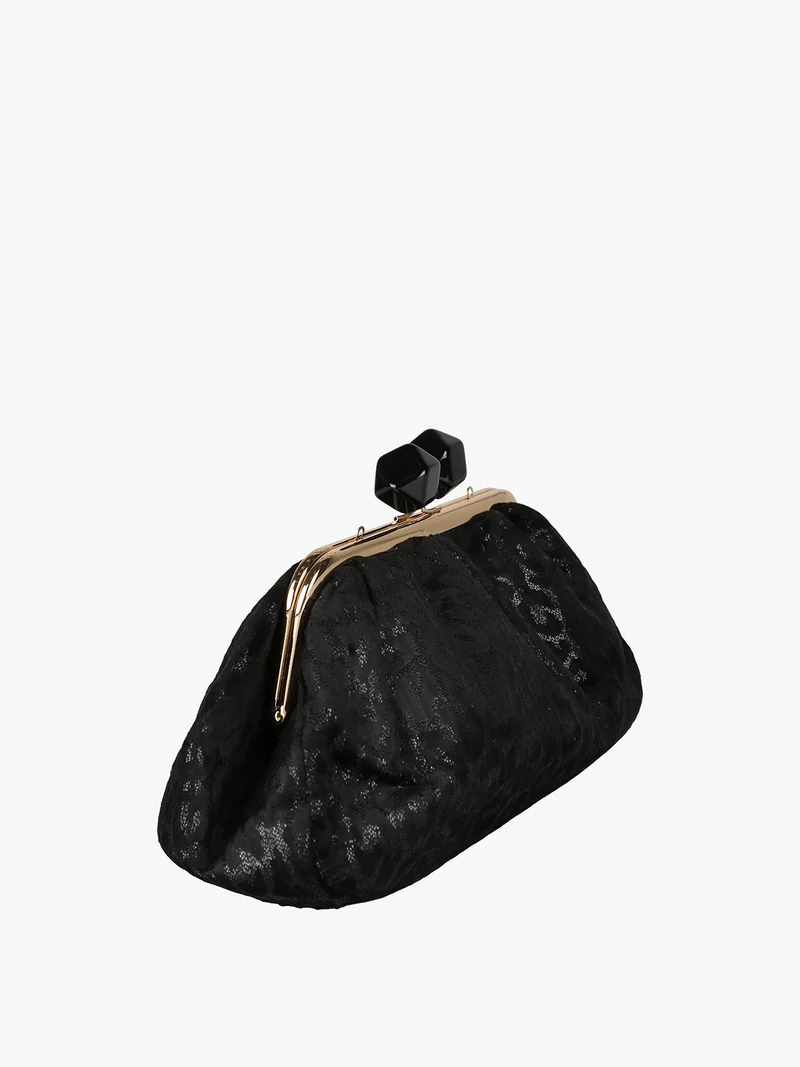Borsa clutch da donna animalier - nero