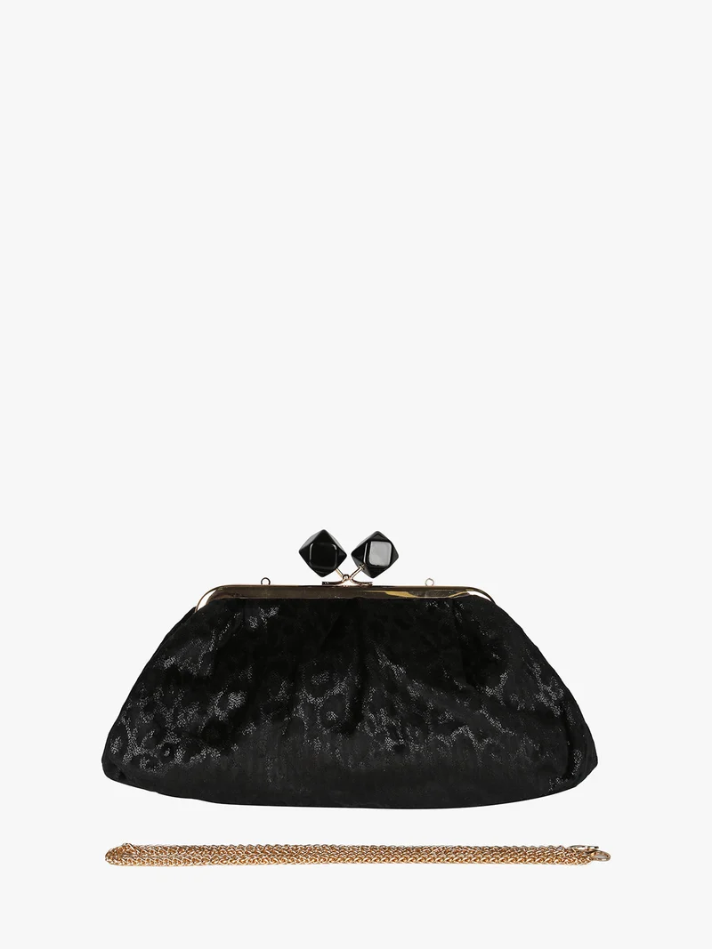 Borsa clutch da donna animalier - nero