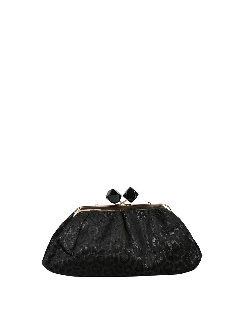 Borsa clutch da donna animalier - nero