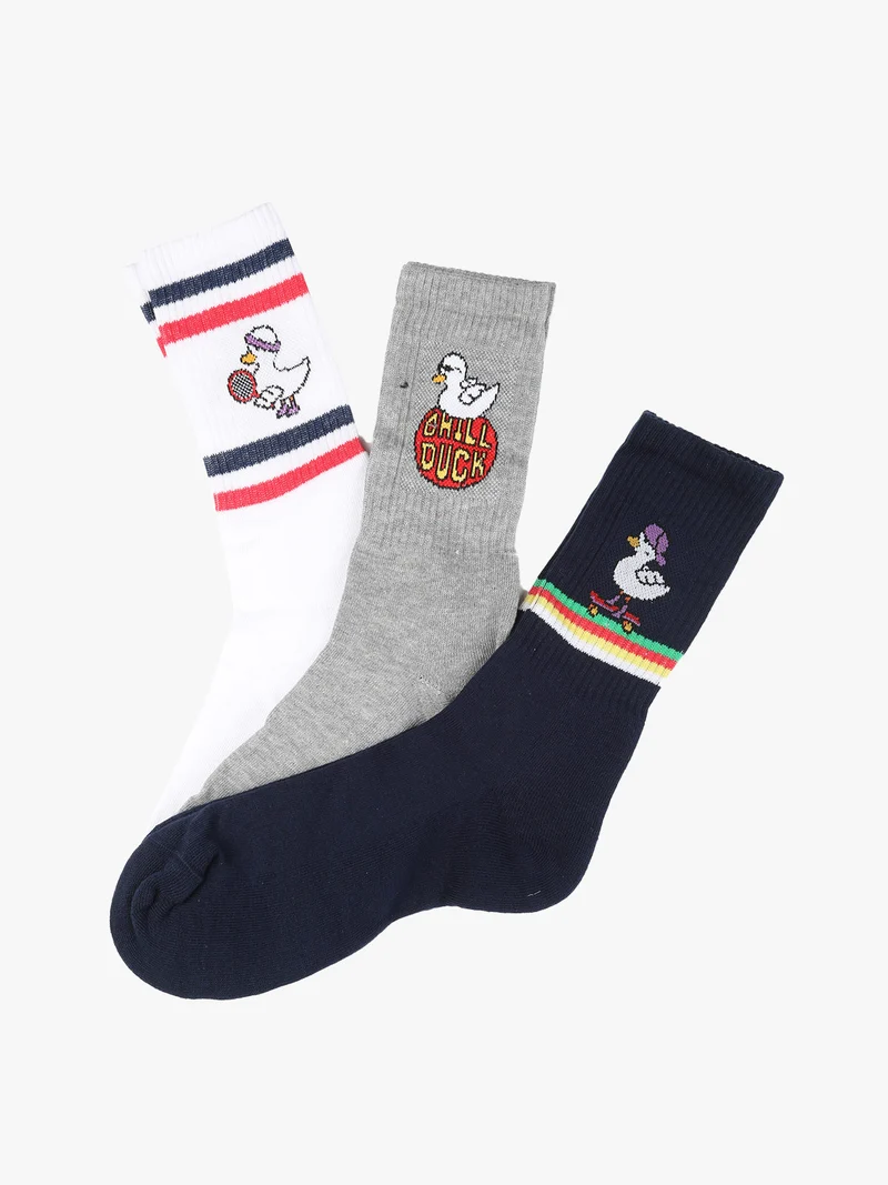 Confezione da 3 paia di calze unisex tennis con disegni - grigio