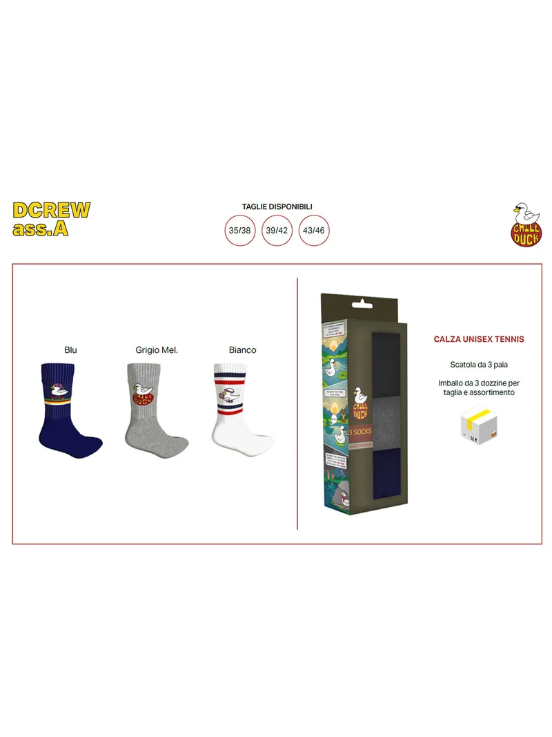 Confezione da 3 paia di calze unisex tennis con disegni - grigio